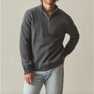 NEW American Giant Mens Medium French Rib Half Zip Pullover Dark Charcoal Top